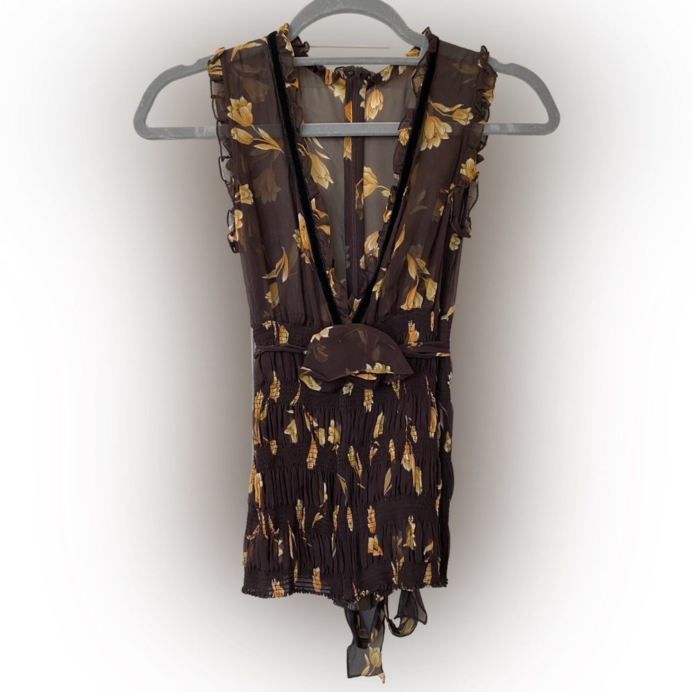 Dolce & Gabbana Brown 100% Silk Blouse Size 38-Small.